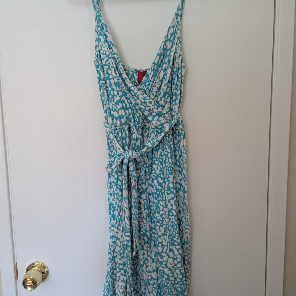 5/48 Turquoise and White Wrap Dress